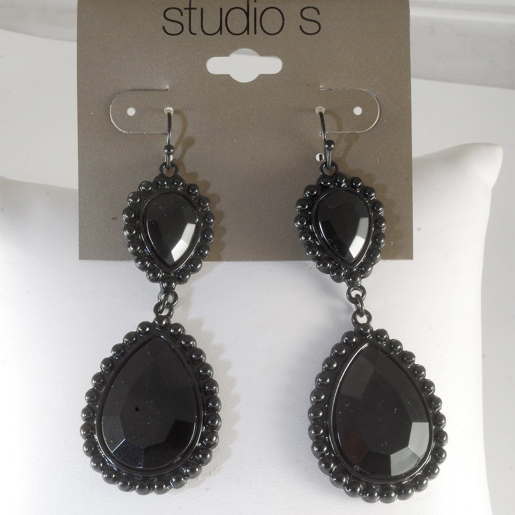 Studio S Dangle Earrings Black Gems